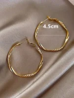 Kolczyki ze stali szlachetnej koła skręcane Twist Hoop duże złote - obrazek 3